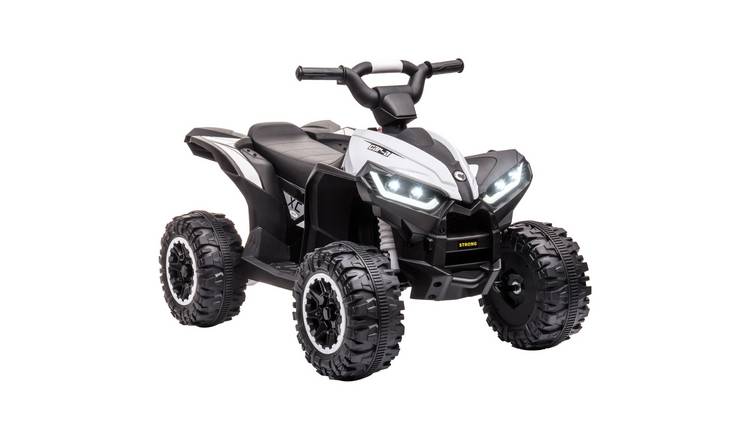 HOMCOM 12V Ages 3-5 LED Music Electric Quad Bike – White