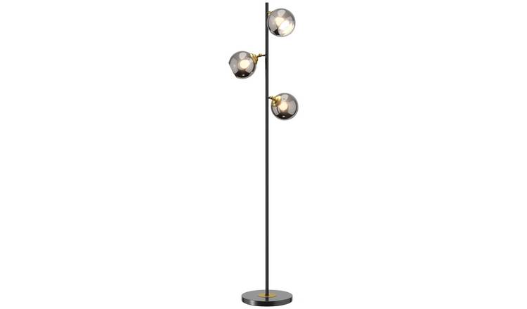 HOMCOM 3-Light Adjustable Glass Shade Floor Lamp - Grey
