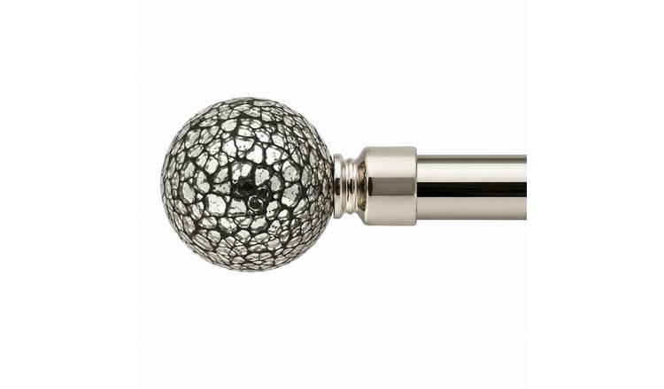New Edge Blinds 16-19mm Silver Glass Eyelet Curtain Pole - 160cm - 300cm
