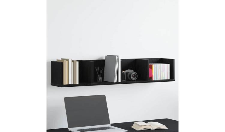 Walplus Engineered Wood Wall Shelf - Dark Oak - 100 x 18 x 18 cm