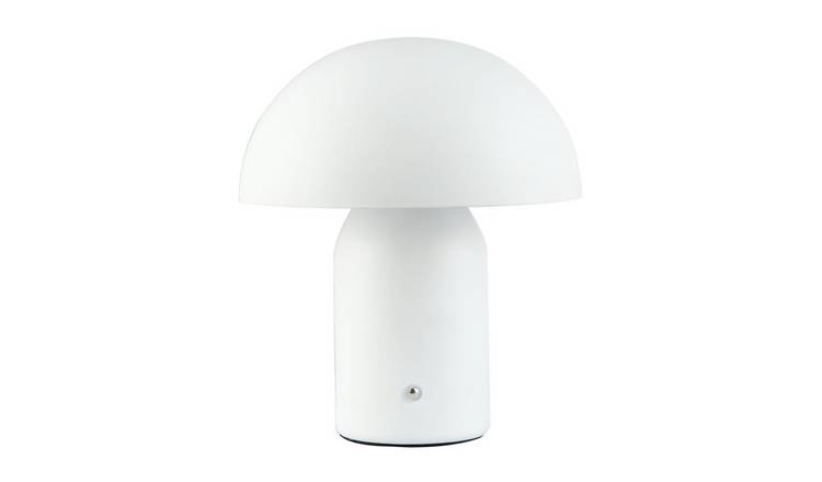 Happy Homewares Rechargeable Mushroom in Mat White with Touch Table Lamp - 20cm
