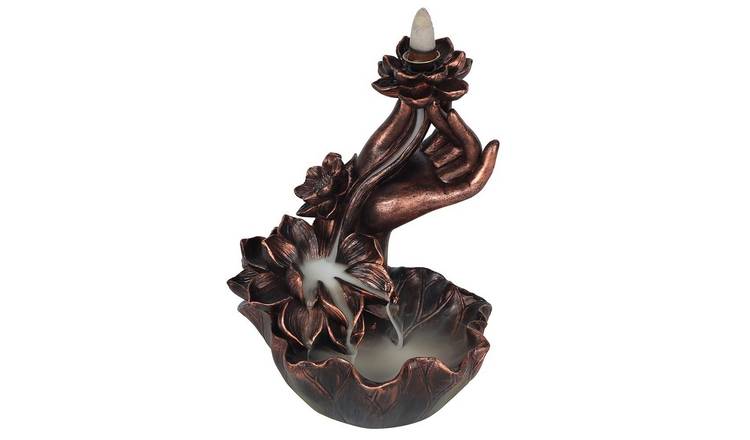 Something Different Hand With Flower Backflow Incense Burner - Brown