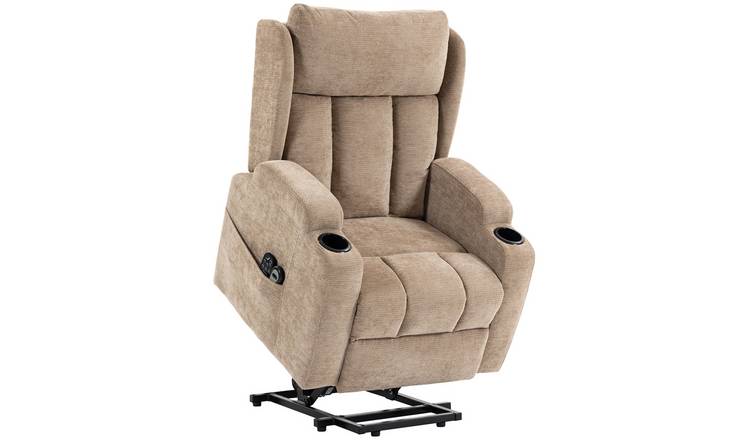 HOMCOM Chenille Power Lift Recliner Chair with Massage and Heat - Brown