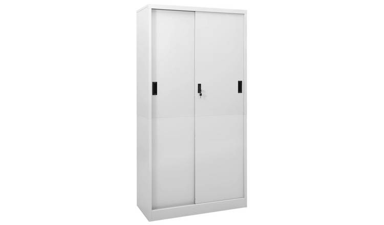 Walplus Steel Sliding Door Cabinet - Light Grey - 90 x 40 x 180 cm