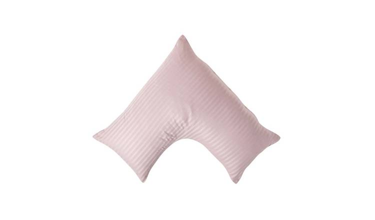 Homescapes Egyptian Cotton Satin Stripe V Shaped Pillowcase - Dusty Rose