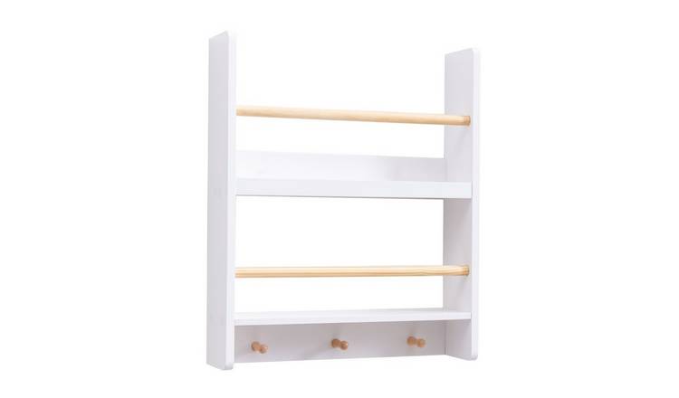 Noa & Nani Elene 2 Tier Shelf Wall Mounted With Coathook - White