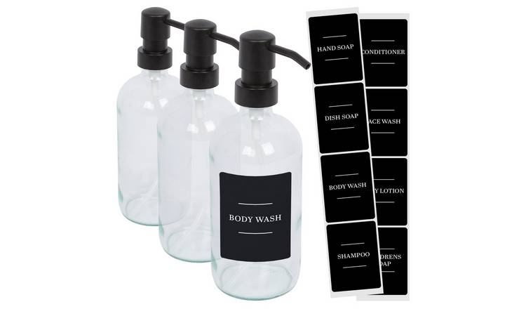 Harbour Housewares Soap Dispensers with Labels - Set of 3