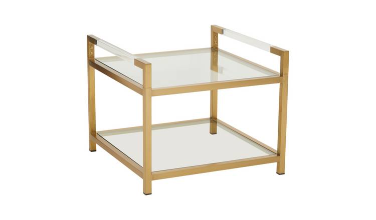 Orsina Vogue 2 Tier Glass Side Table – Clear & Gold