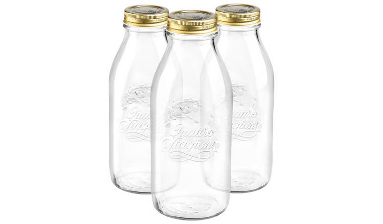 Bormioli Rocco Quattro Stagioni Glass Bottles with Screw Top Lid - Set of 3