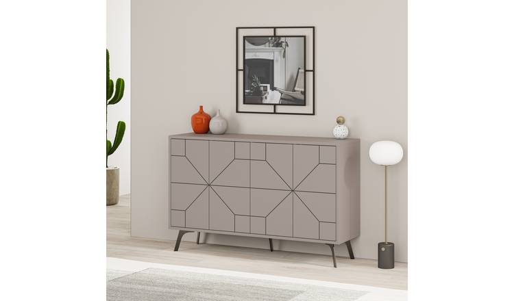 Decortie Dune 4 Sliding Door Sideboard - Mocha Grey