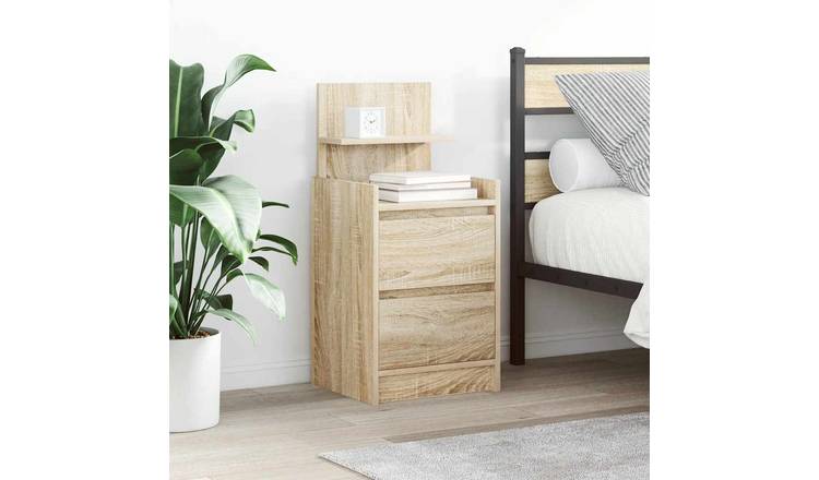 Walplus Pack of 2 2 Drawer Bedside Cabinet - Light Oak - 38 x 34 x 80 cm