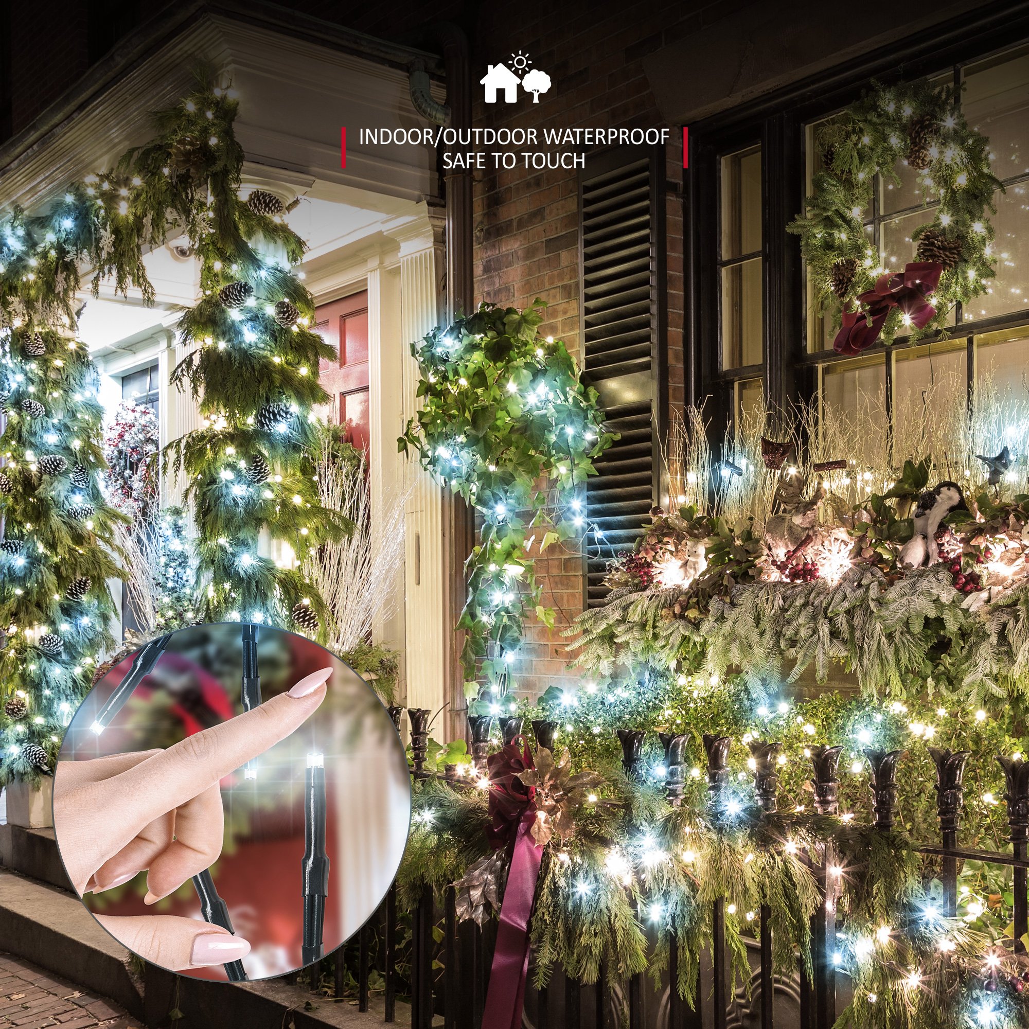 NETTA 2000 LED 24m Christmas Cluster String Lights with Timer - Cool White - Image 4