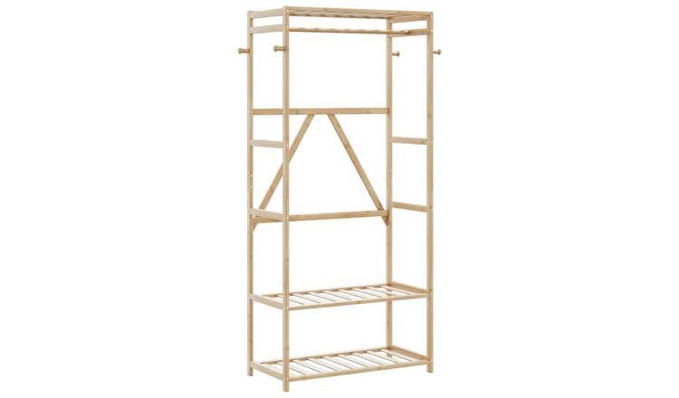 Walplus Bamboo Clothes Rack with Shelves - 80 x 40 x 175 cm