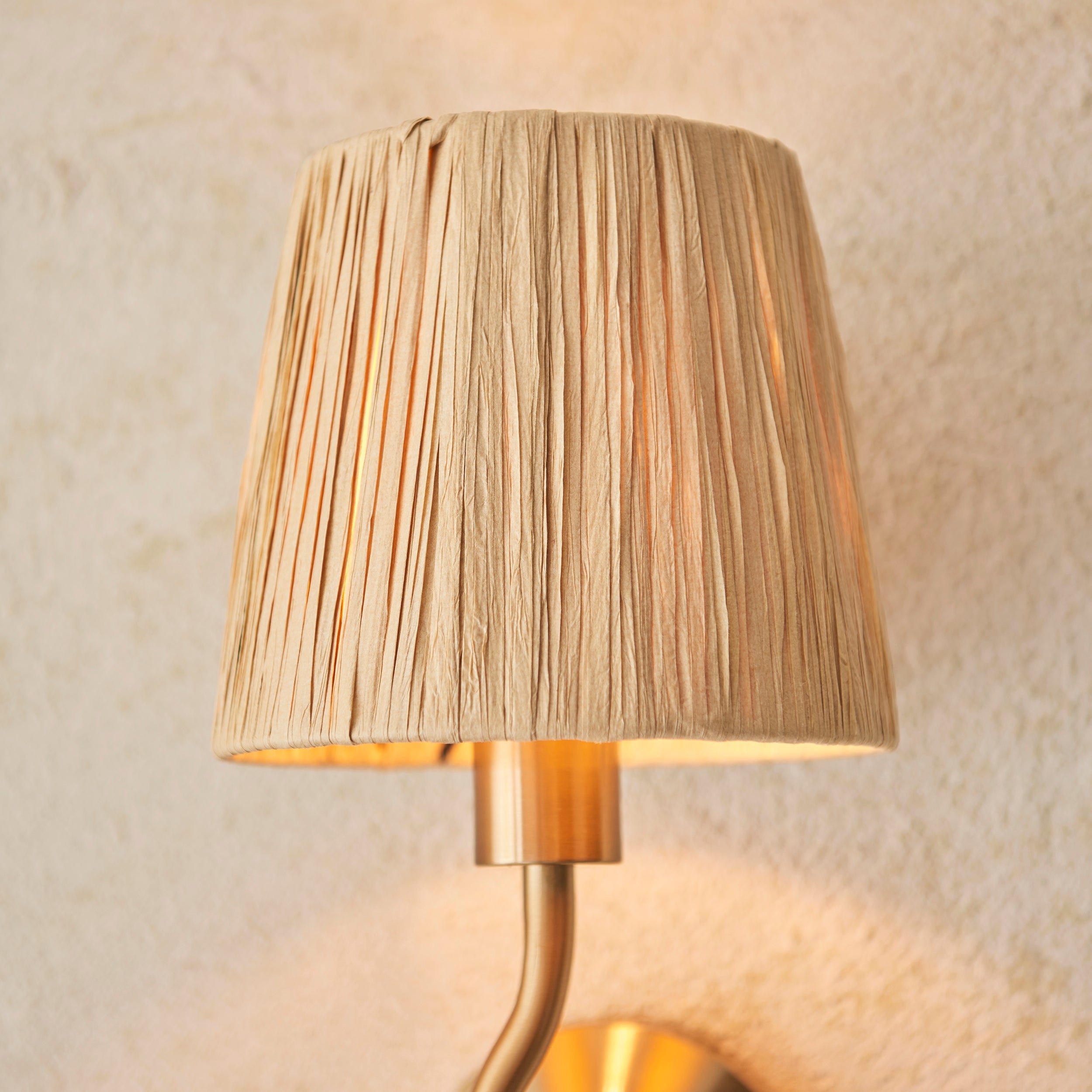Loops Direct Raffia Wall Light - Brushed Aged Brass and Natural Raffia - Image 3