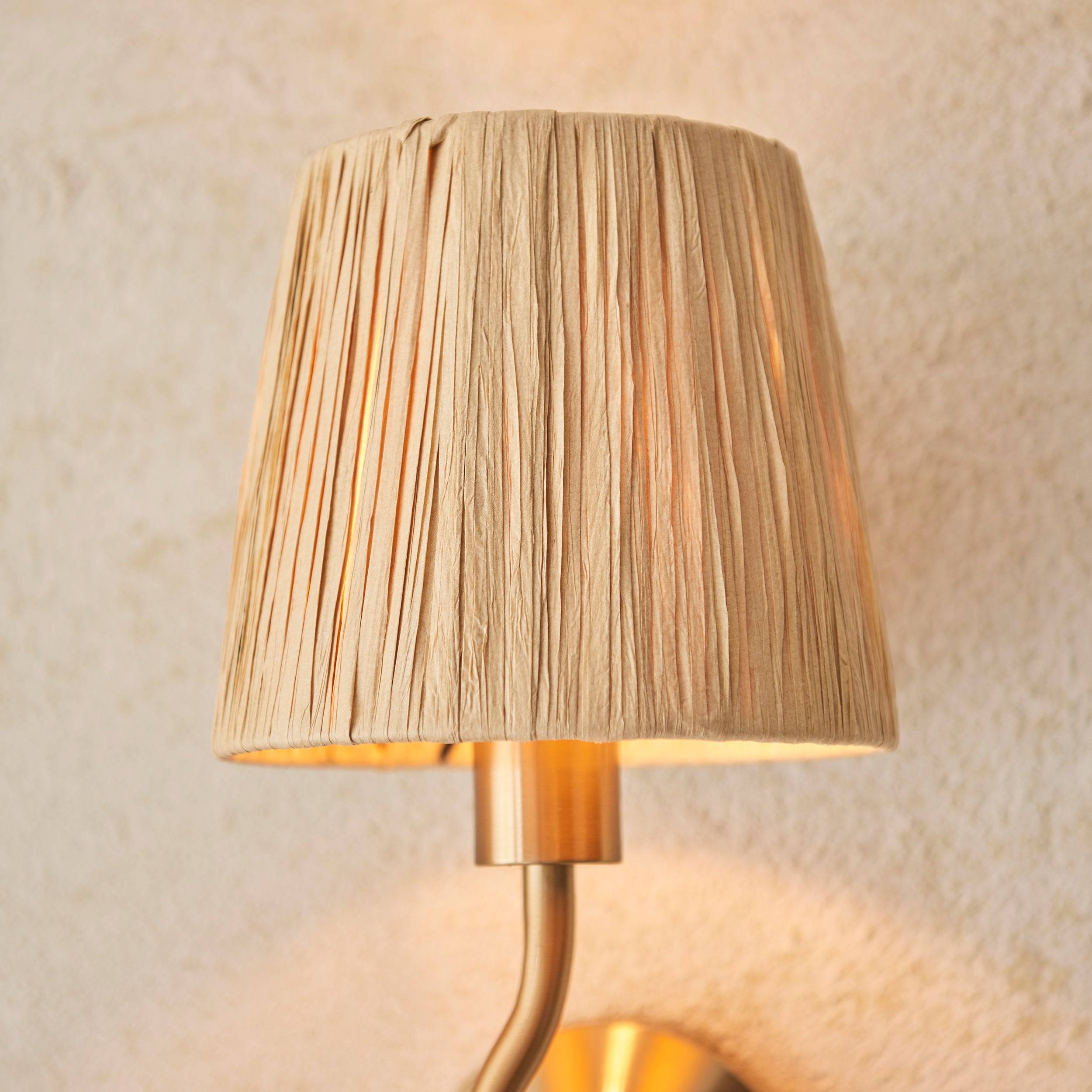 Loops Direct Raffia Wall Light - Brushed Aged Brass and Natural Raffia - Image 3