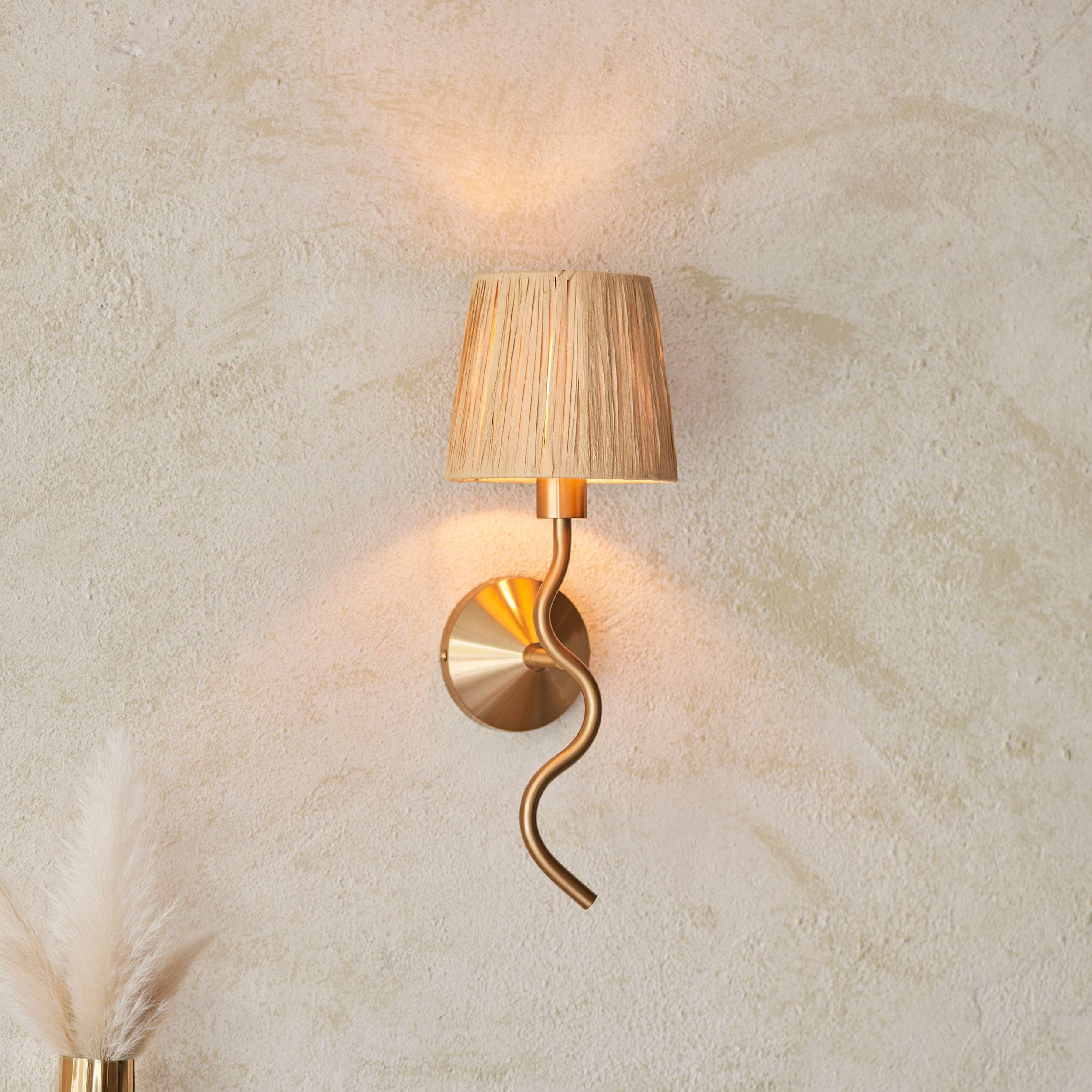 Loops Direct Raffia Wall Light - Brushed Aged Brass and Natural Raffia - Image 4