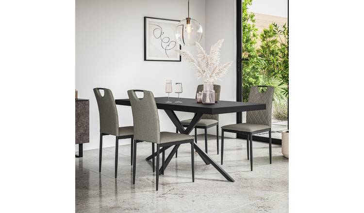 Furniture Online Donni Monza Black Top Dining Table & 4 Grey Chairs