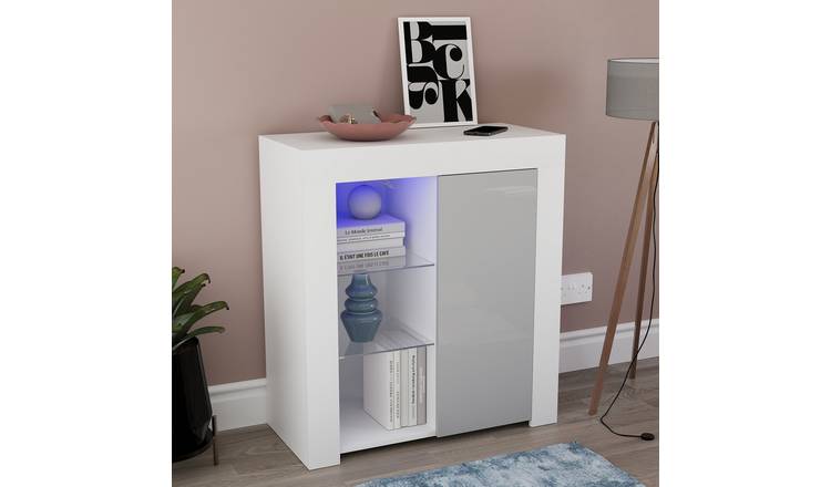 Vida Designs Azura 1 Door LED Sideboard - White & Grey