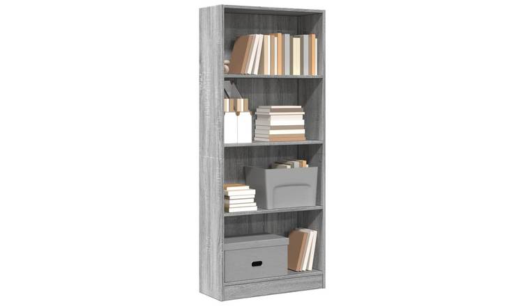 Walplus Engineered Wood Bookcase - Grey and Oak - 60 x 24 x 143 cm