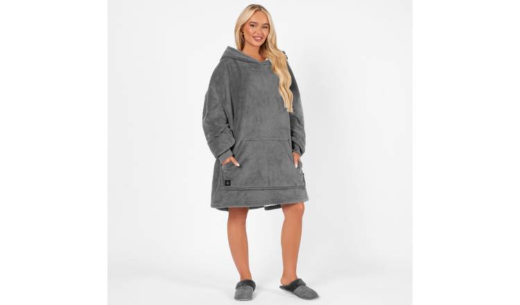 OHS Heated Hoodie Blanket - One Size - Charcoal