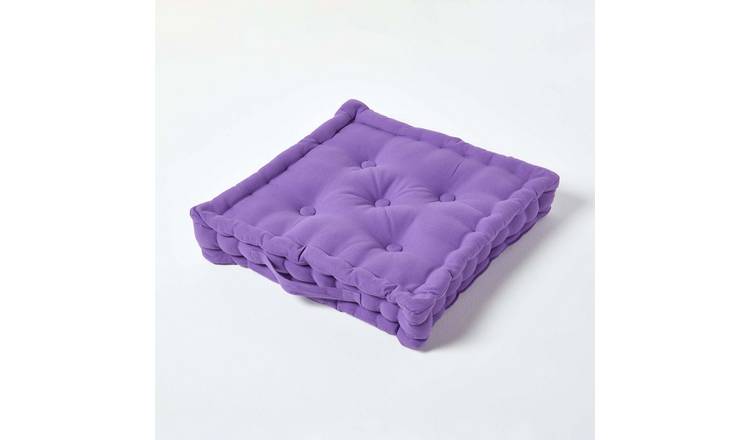 Homescapes Cotton Floor Cushion - 50 x 50 cm - Purple