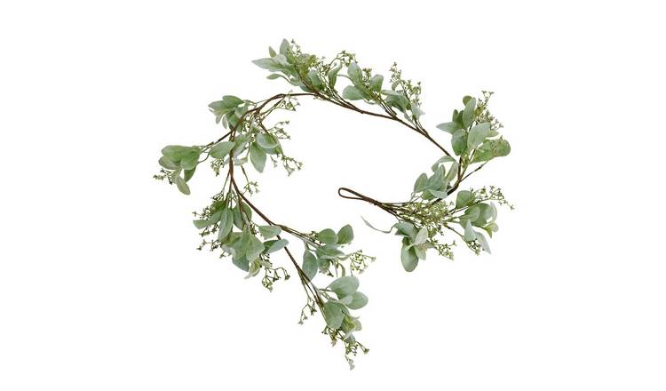 Hill Interiors Lambs Ear & Wax Flower Artificial Garland - Green