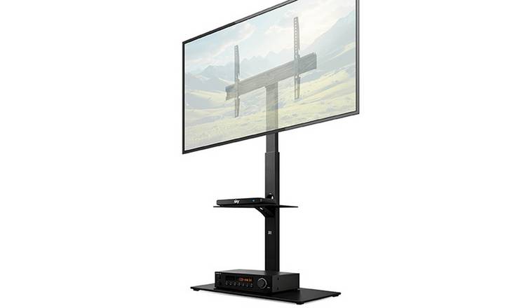 Futura Universal TV Floor Stand Single Shelf 30-75 Inch - Black