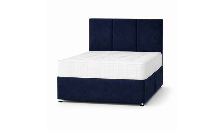 Comfy Deluxe 6ft Super King    Plush Velvet Divan Bed Set -  Blue