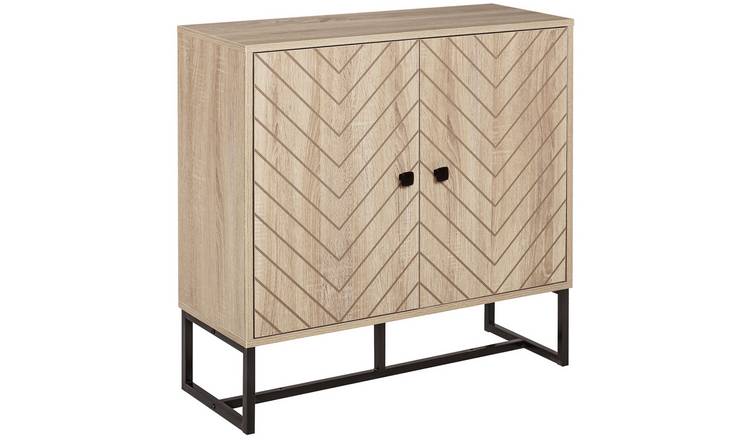 HOMCOM Modern Metal Freestanding Storage Sideboard - Natural