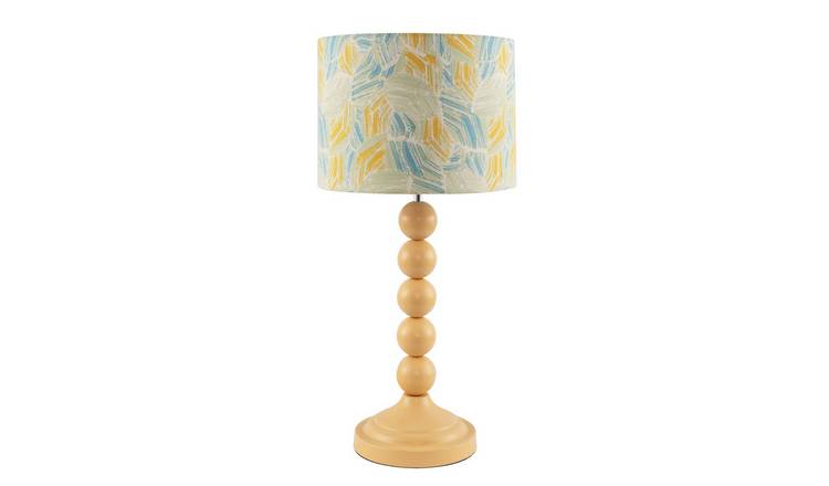 Happy Homewares Chic Yellow with Graphic Multi Colour Fabric Table Lamp - 25cm