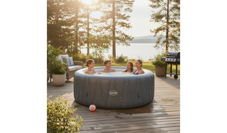 Wave Atlantic 4-Person Round Inflatable Hot Tub - Dark Grey