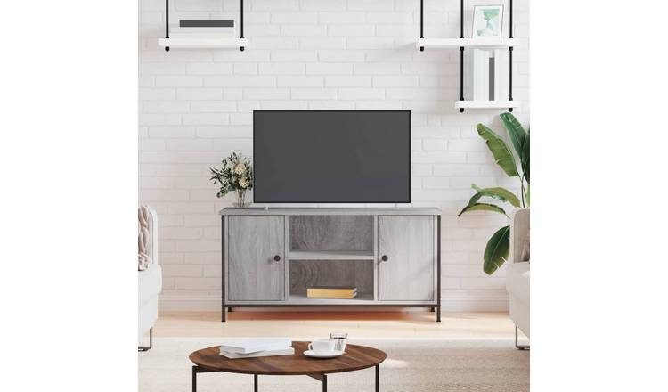 Walplus Engineered Wood TV Cabinet - Grey and Oak - 100 x 40 x 50 cm