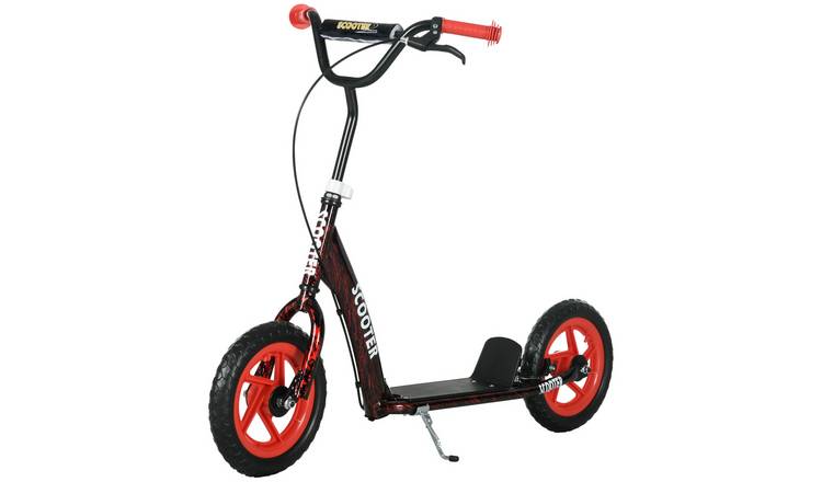 AIYAPLAY 6 to 12 Years Adjustable Big Wheel Rear Brake Kids Scooter – Red