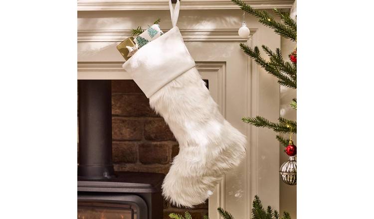 Dibor Fabric Christmas stockings - White