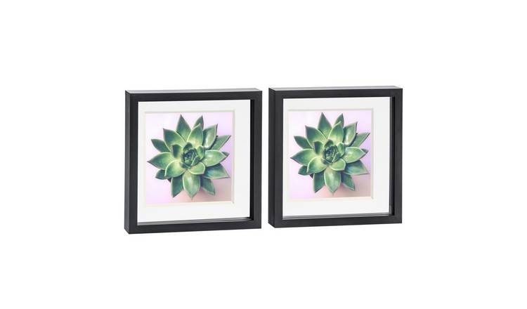 Nicola Spring 3D Box Photo Frames - 10 x 10" with Mount - Set of 2 - Black