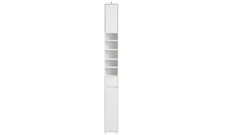 SoBuy 1 Drawer 2 Door 4 Adjustable Shelf Slim Freestanding Unit - White