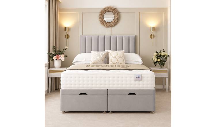 Bed Choices Apollo Single Ottoman Divan Bed with 54" Headboard - Light Grey