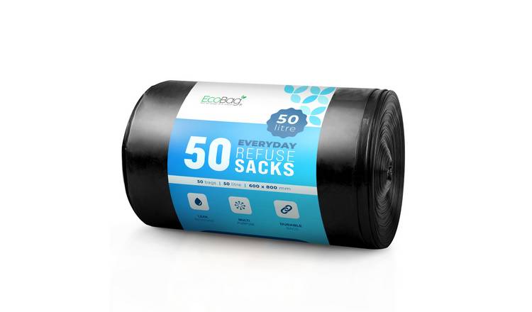 EcoBag Black 50L Everyday Bin Bags - Pack of 50