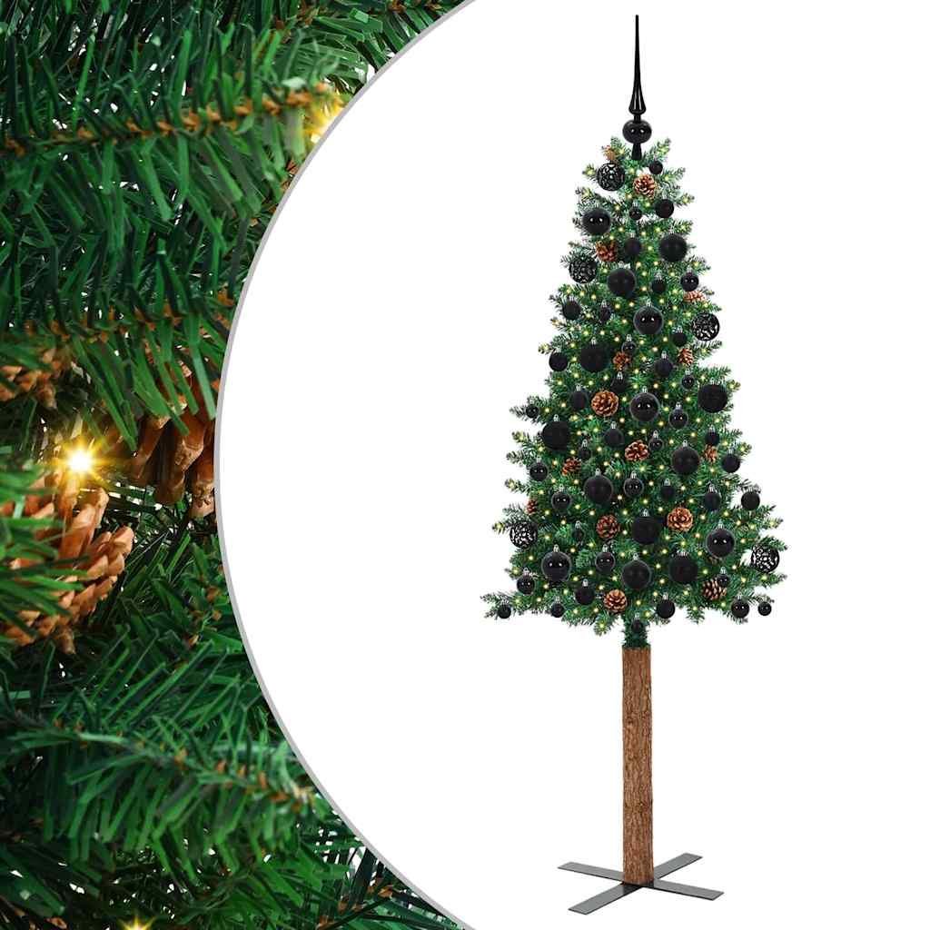 Walplus 300 Warm LED Lights Slim Artificial Christmas Tree - Green - 180 cm - Image 2