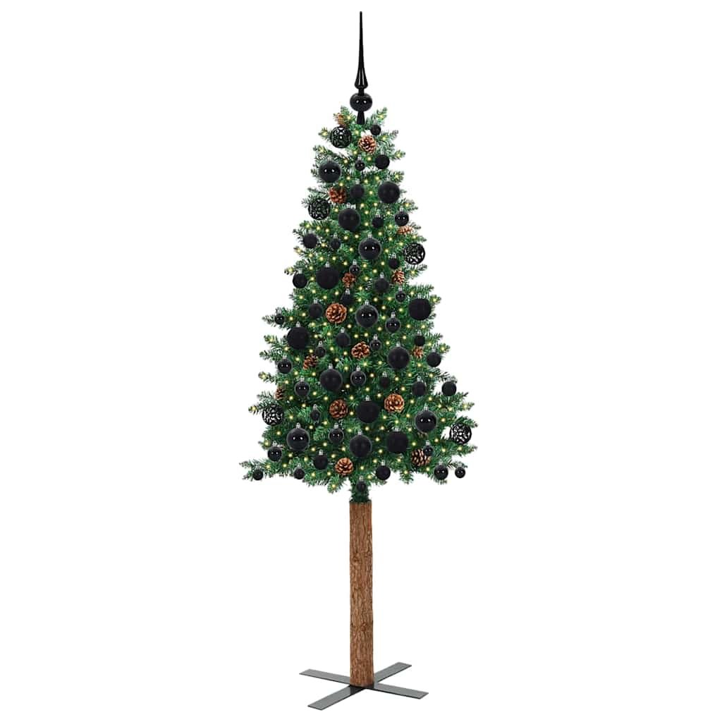 Walplus 300 Warm LED Lights Slim Artificial Christmas Tree - Green - 180 cm - Image 3