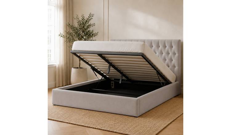 Snuggle Beds Elizabeth Double Fabric Ottoman Bed Frame - Stone Grey