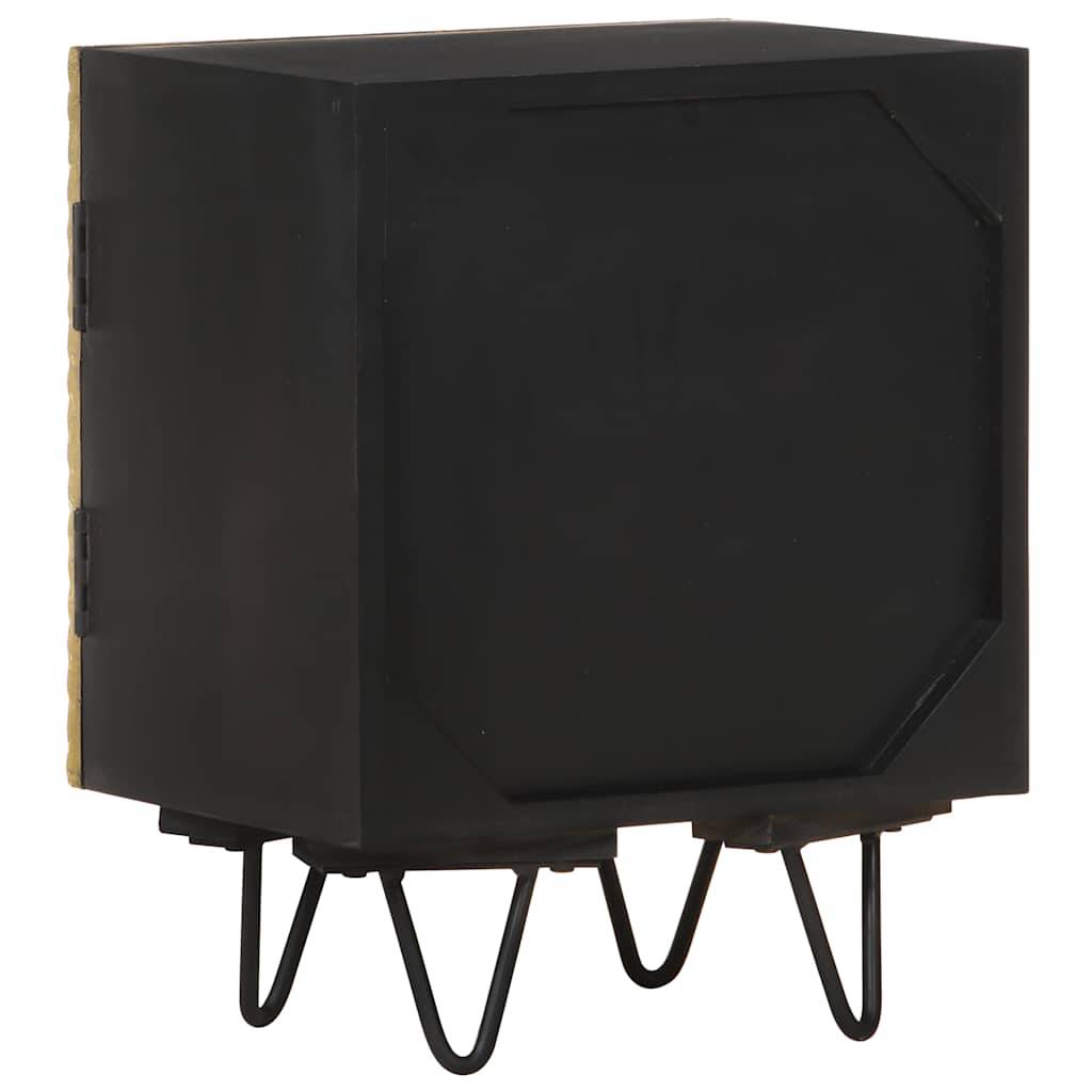Walplus Solid Mango Wood Bedside Cabinet - Black and Gold - 40 x 30 x 50 cm - Image 3