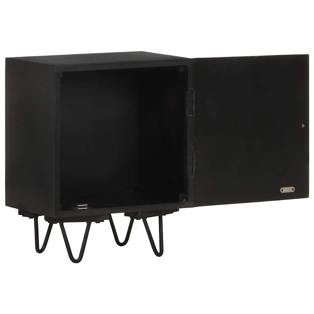 Walplus Solid Mango Wood Bedside Cabinet - Black and Gold - 40 x 30 x 50 cm - Image 4