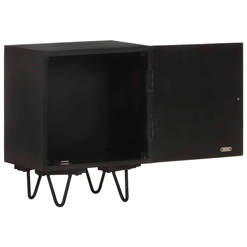 Walplus Solid Mango Wood Bedside Cabinet - Black and Gold - 40 x 30 x 50 cm - Image 4