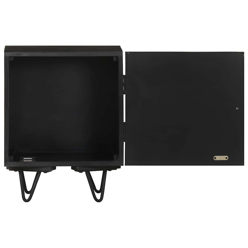 Walplus Solid Mango Wood Bedside Cabinet - Black and Gold - 40 x 30 x 50 cm - Image 5