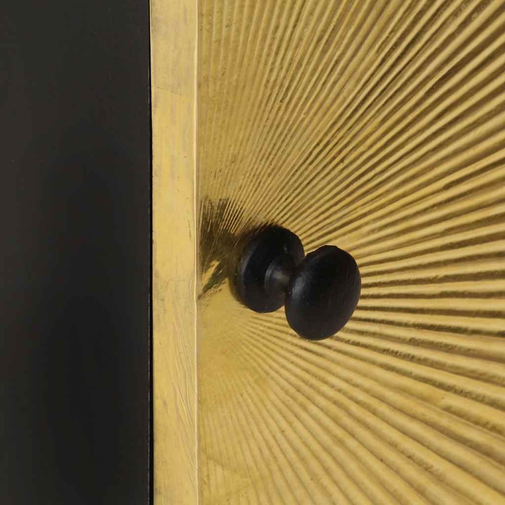 Walplus Solid Mango Wood Bedside Cabinet - Black and Gold - 40 x 30 x 50 cm - Image 6