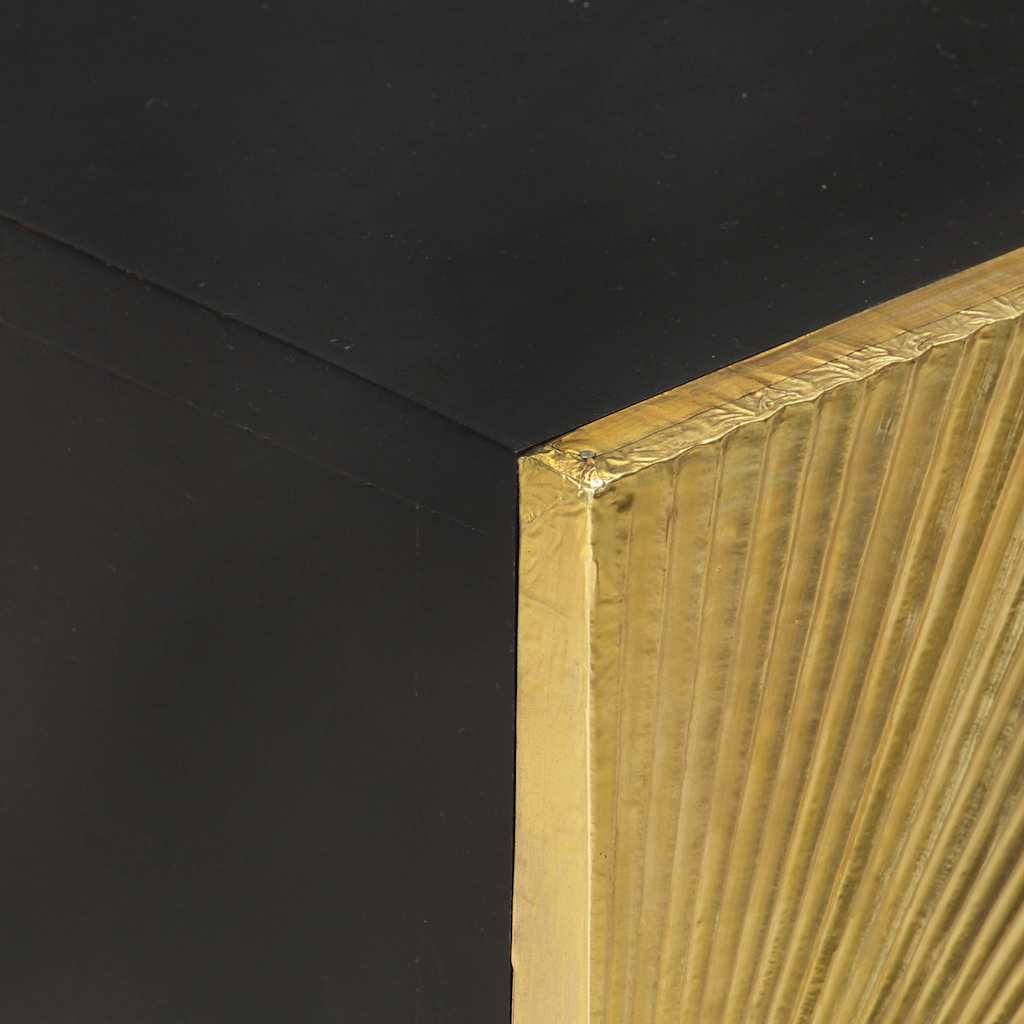 Walplus Solid Mango Wood Bedside Cabinet - Black and Gold - 40 x 30 x 50 cm - Image 7
