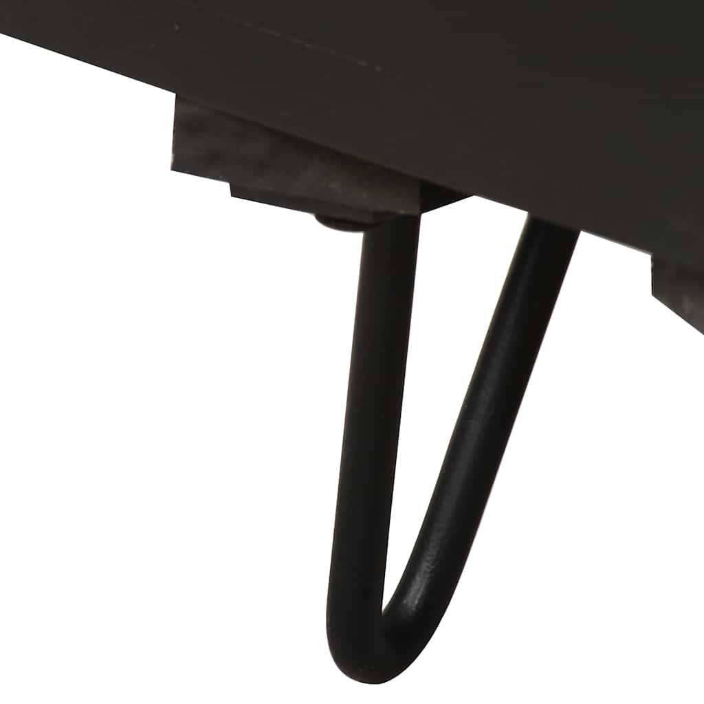 Walplus Solid Mango Wood Bedside Cabinet - Black and Gold - 40 x 30 x 50 cm - Image 8