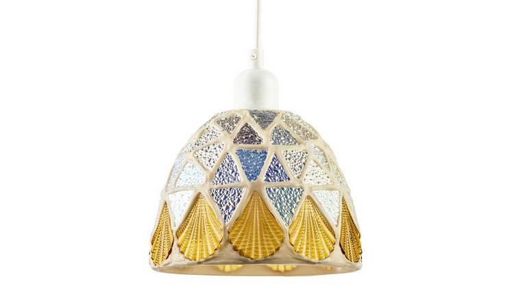 Happy Homewares Gold Dome Shaped with Structured Mosaic Pendant Shade - 17cm