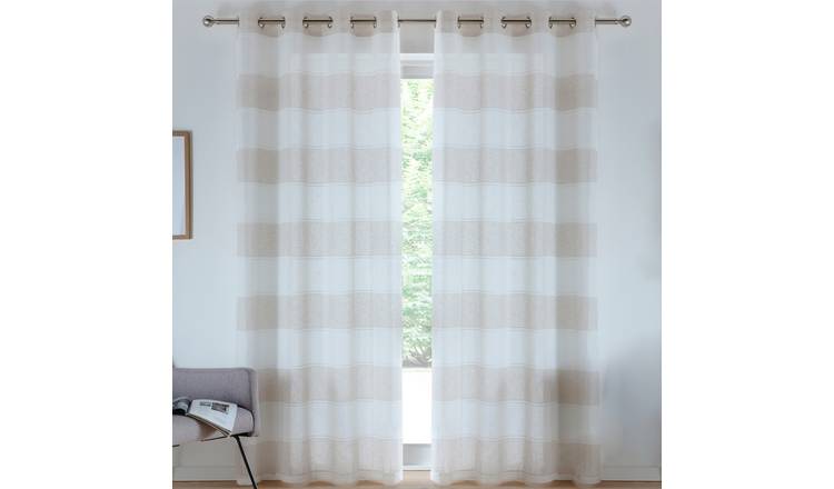 Tyrone Textiles Santorini Eyelet Voile Panels - 140 x 229cm - Natural